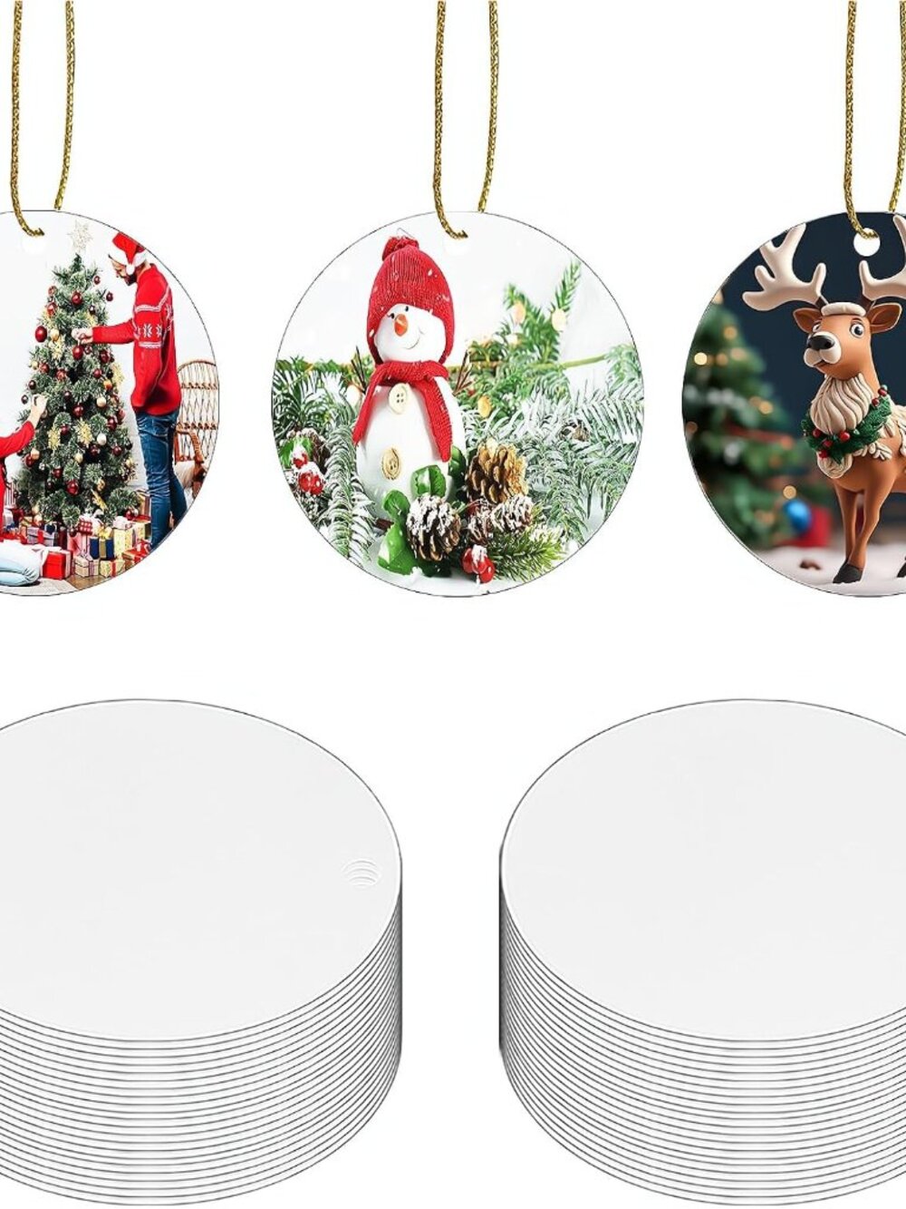 2.75" Metal Sublimation Ornament Blanks, 40pcs Double Sided Xmas Tree Decor